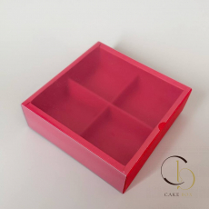 Коробка для 4 пирожных (цвет красный) - Магазин товаров для кондитеров - Cake Box, Екатеринбург