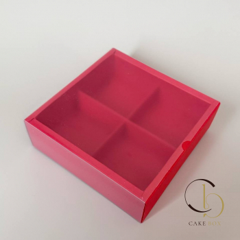 Коробка для 4 пирожных (цвет красный) - Магазин товаров для кондитеров - Cake Box, Екатеринбург